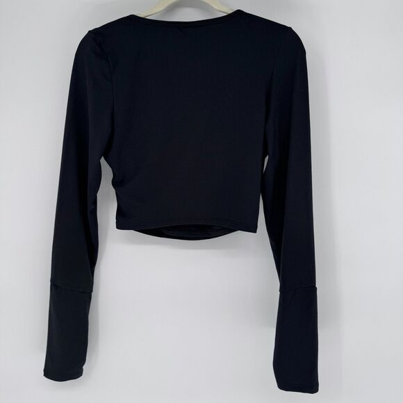 Gymshark Ballet Long Sleeve Wrap Crop Top Black Size L - Picture 8 of 8